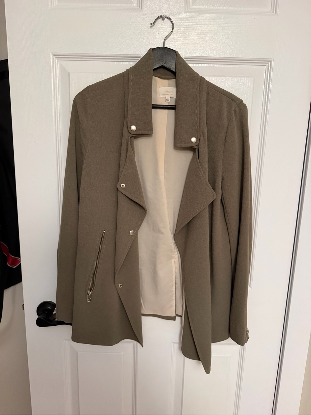 Wilfred Olive Green Draped Open-Front Blazer
